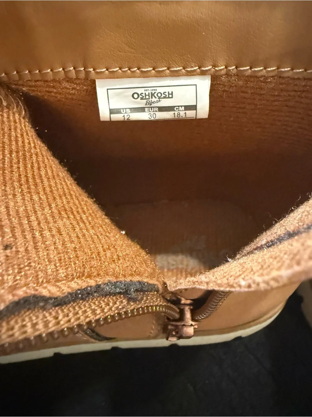 OshKosh B'gosh Kids Chestnut Brown Zip Up Chelsea Boots